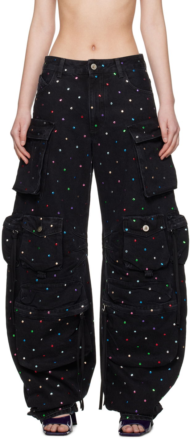 Cargo nohavice The Attico The Attico Crystal-Embellished Cargo Jeans Čierna | 247WCP84 D075S, 0