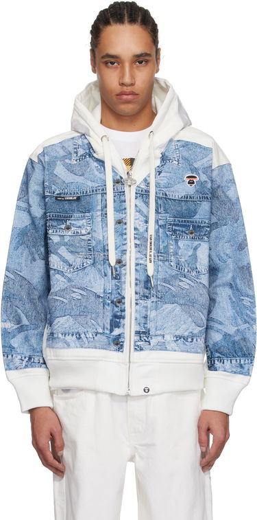 Mikina AAPE by A Bathing Ape AAPE by A Bathing Ape 'AAPE' Main Lightweight Denim Hoodie Jacket Modrá | AAPLJM7710XXNIVX, 0