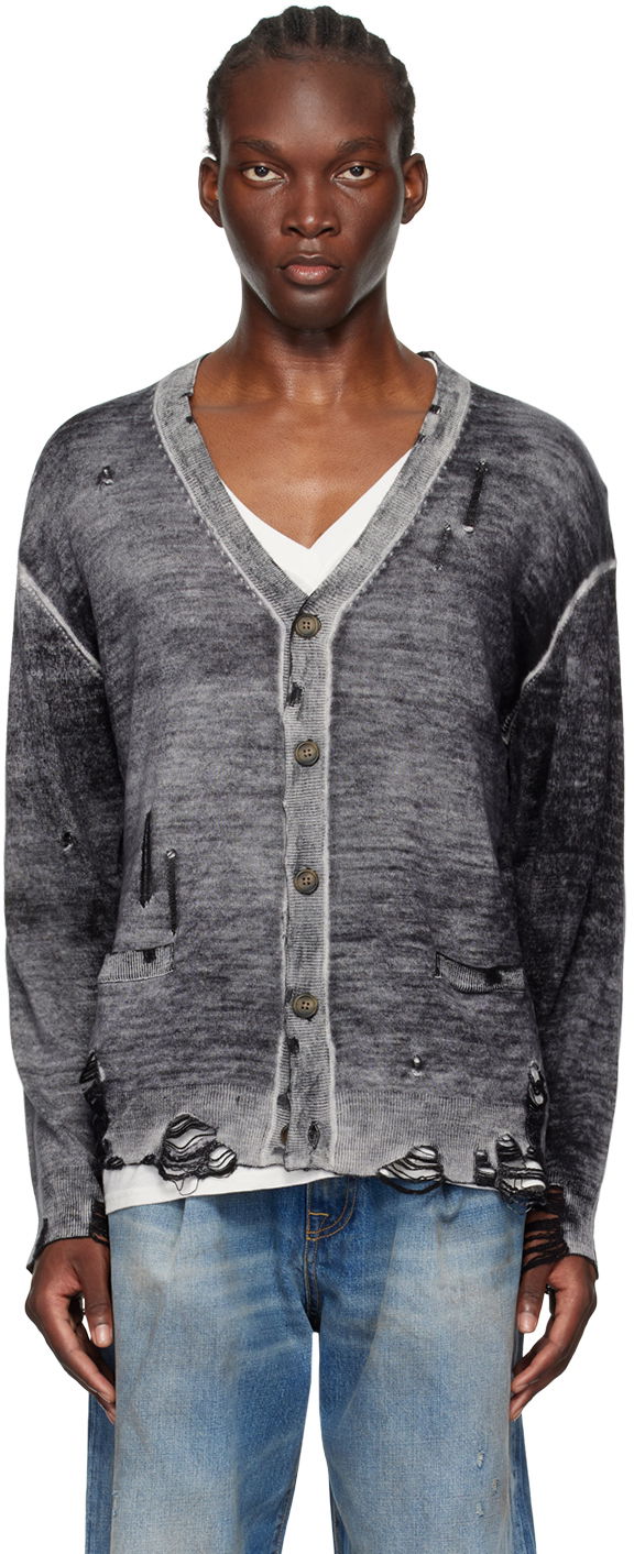 Sveter R13 R13 Reverse Print Boyfriend Cardigan Šedá | R13MY200-Y158B, 0