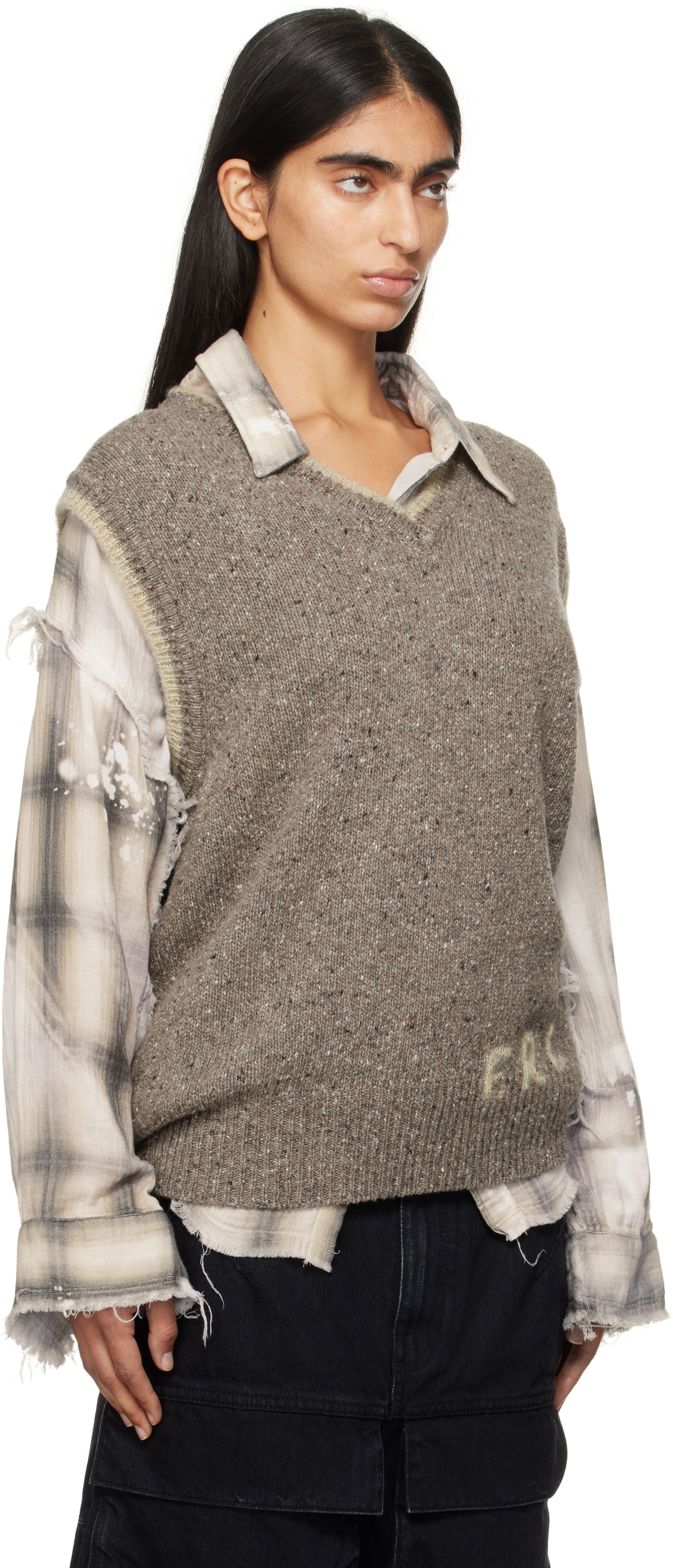 Sveter ERL Knit Vest With Logo Hnedá | ERL09N003, 1