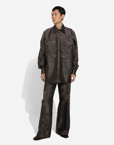 Košeľa Dolce & Gabbana Silk Shirt With Embroidery Hnedá | G5JF6ZGH638S9000, 1