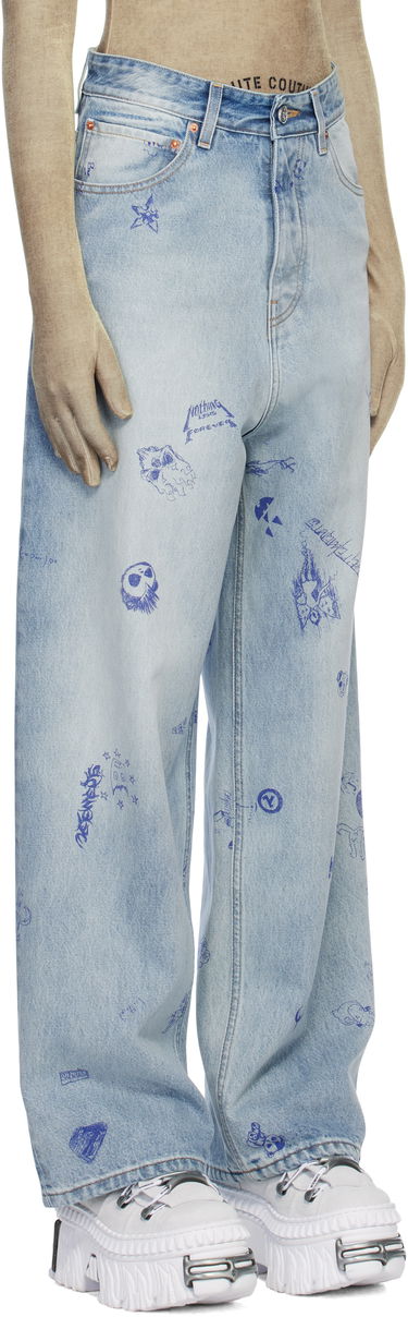 Džínsy VETEMENTS Vetements Scribbled Baggy Jeans Modrá | UA66PA550L, 1