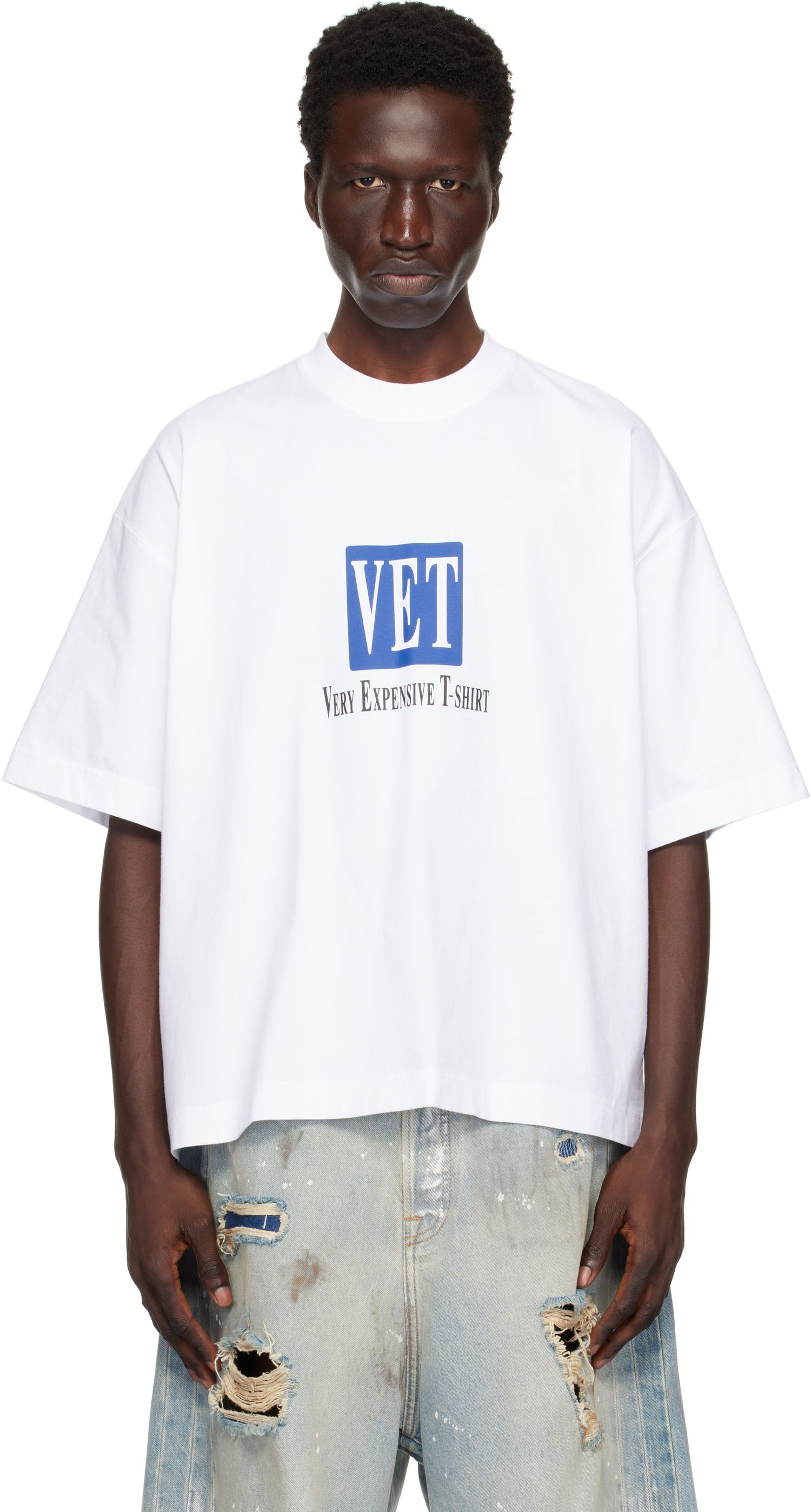 Tričko VETEMENTS 'VET' Cropped Boxy T-Shirt Biela | UA66TR685W, 0