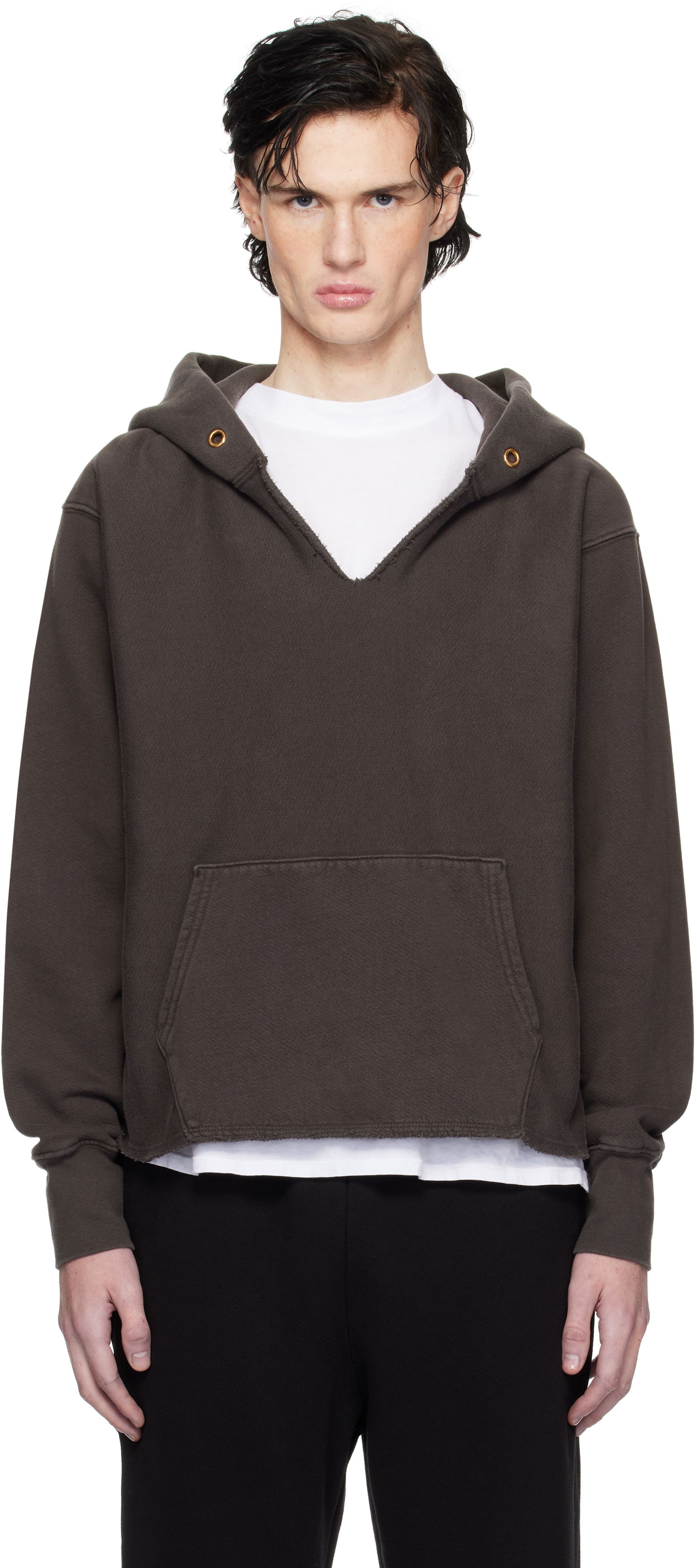 Mikina LES TIEN Heavyweight Cropped Hoodie Hnedá | CF-1091, 0