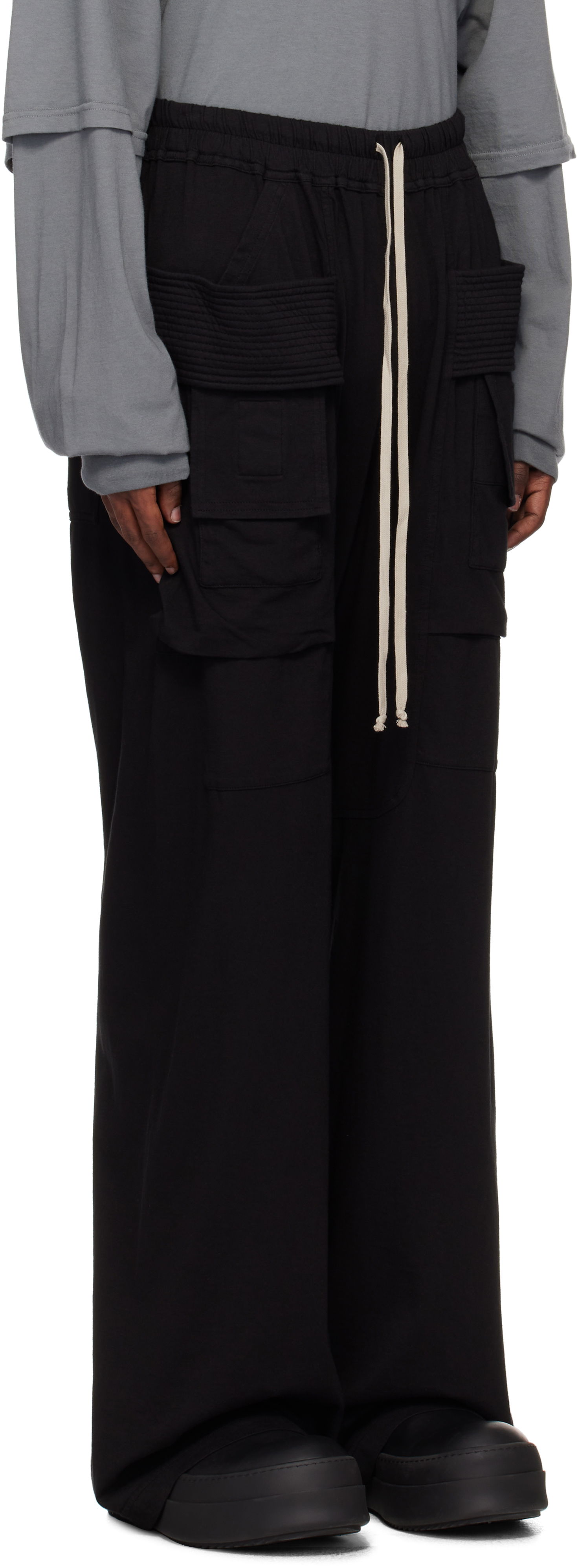 Cargo nohavice Rick Owens Rick Owens DRKSHDW Porterville Creatch Wide Drawstring Cargo Pants Čierna | DU02D2394 RN, 1