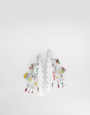 Doplnky Dolce & Gabbana Dolce & Gabbana Calfskin Sandals with Flowers and DG Logo Biela | D20079AU458HA5KU, 3