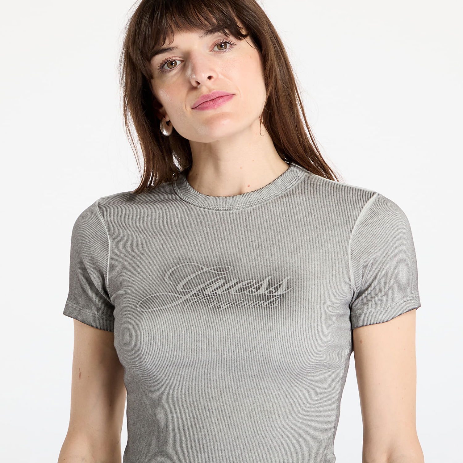 Tričko GUESS GUESS Originals Eco Ribbed Spray T-Shirt Šedá | W5GP59KCTT1-JTMU, 1