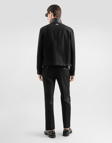 Bunda Dolce & Gabbana Dolce & Gabbana High Neck Leather and Technical Fabric Jacket Čierna | G9BLWTHUMTUN0000, 2