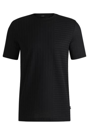 Tričko BOSS Mixed Stripes Mercerized Cotton T-Shirt Čierna | 50531315, 0
