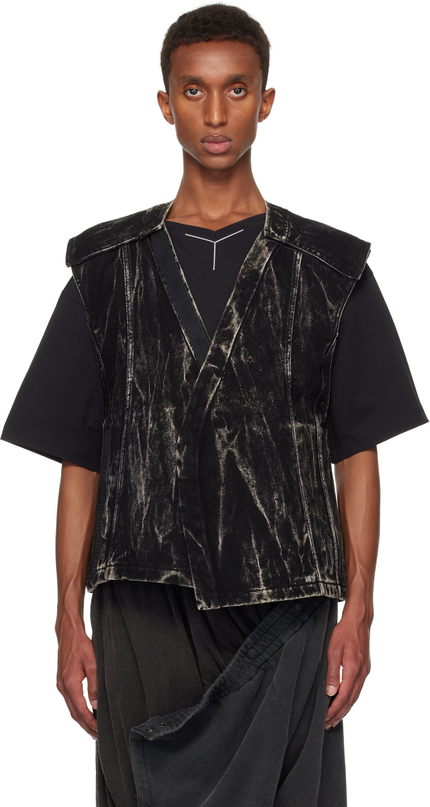 Vesta Y/PROJECT Vertical Whiskers Denim Vest Čierna | 107JA004, 0