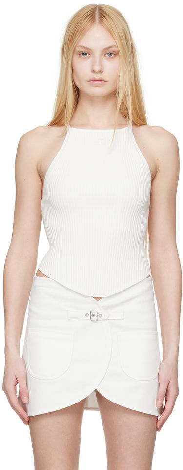 Tielko Courrèges Halter Neck Ribbed Knit Tank Top Biela | 124MDE074FI0001, 0