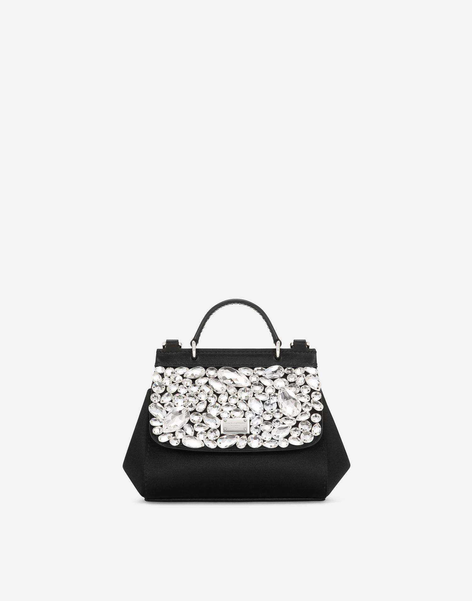 Kabelka Dolce & Gabbana Dolce & Gabbana Mini Sicily Satin Crystal-Embellished Handbag Čierna | EB0003AB00080999, 0