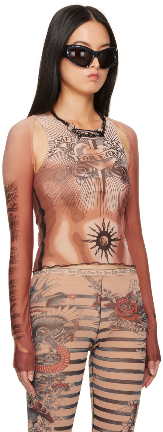 Sveter Jean Paul Gaultier Graphic Long Sleeve Top Hnedá | 23/15-F-TO105-J527-25, 1