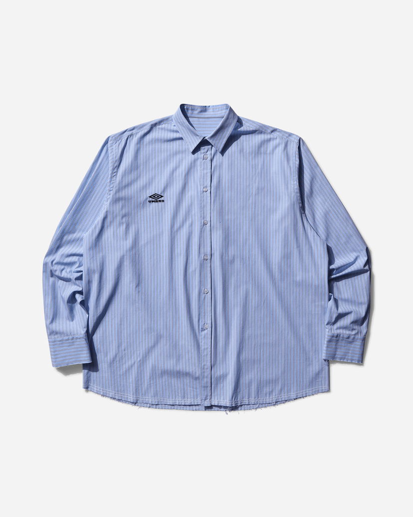Košeľa Umbro Cult Unity Long Sleeve Striped Button-Up Shirt with Frayed Hem Modrá | UBMW0336FA211 BLU0050