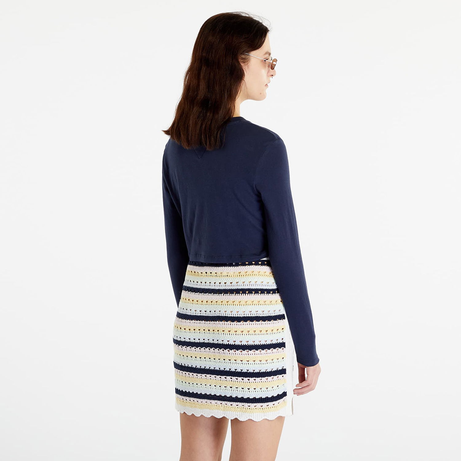 Tričko Tommy Hilfiger Crop Essential Long Sleeve T-Shirt Navy | DW0DW15443 C87, 1