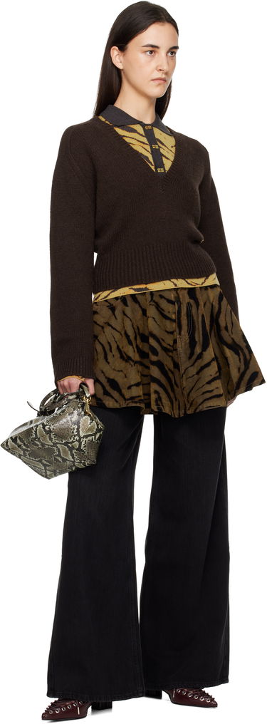 Sveter GANNI V-Neck Jumper Sweater Hnedá | K2614, 3