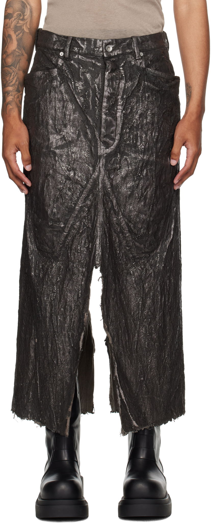 Sukňa Rick Owens Concordians Long Slivered Denim Skirt Čierna | RU02E1330 BZMT