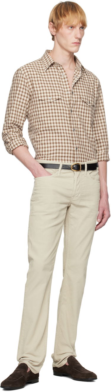 Košeľa Tom Ford TOM FORD Small Check Western Shirt Hnedá | HDS001-FMC202S25, 4