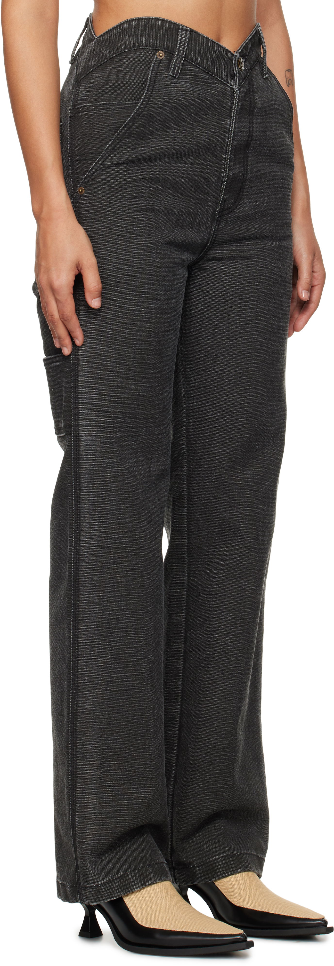 Džínsy We11done We11done Heart Work Trousers Čierna | WD-PT3-24-280-W-BK, 1