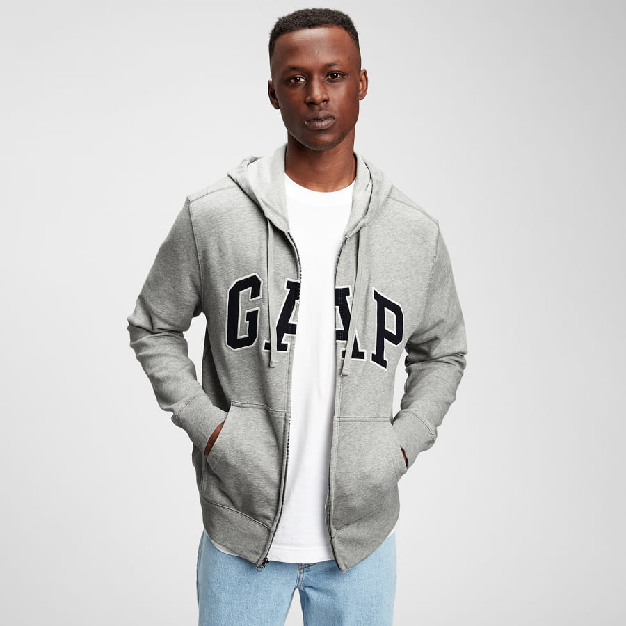 Mikina GAP Arch FZ Hoodie Šedá | 490384-03, 0