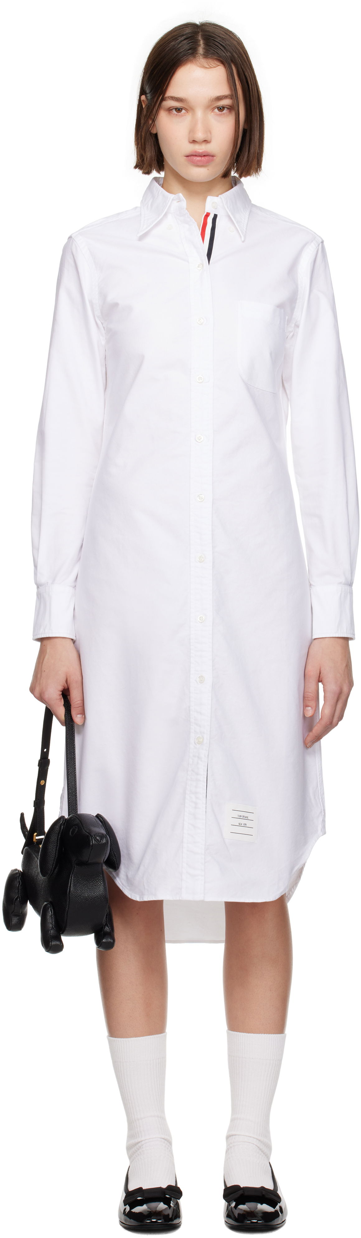 Šaty Thom Browne Oxford Shirt Midi Dress Biela | FDS001E-F0313, 0