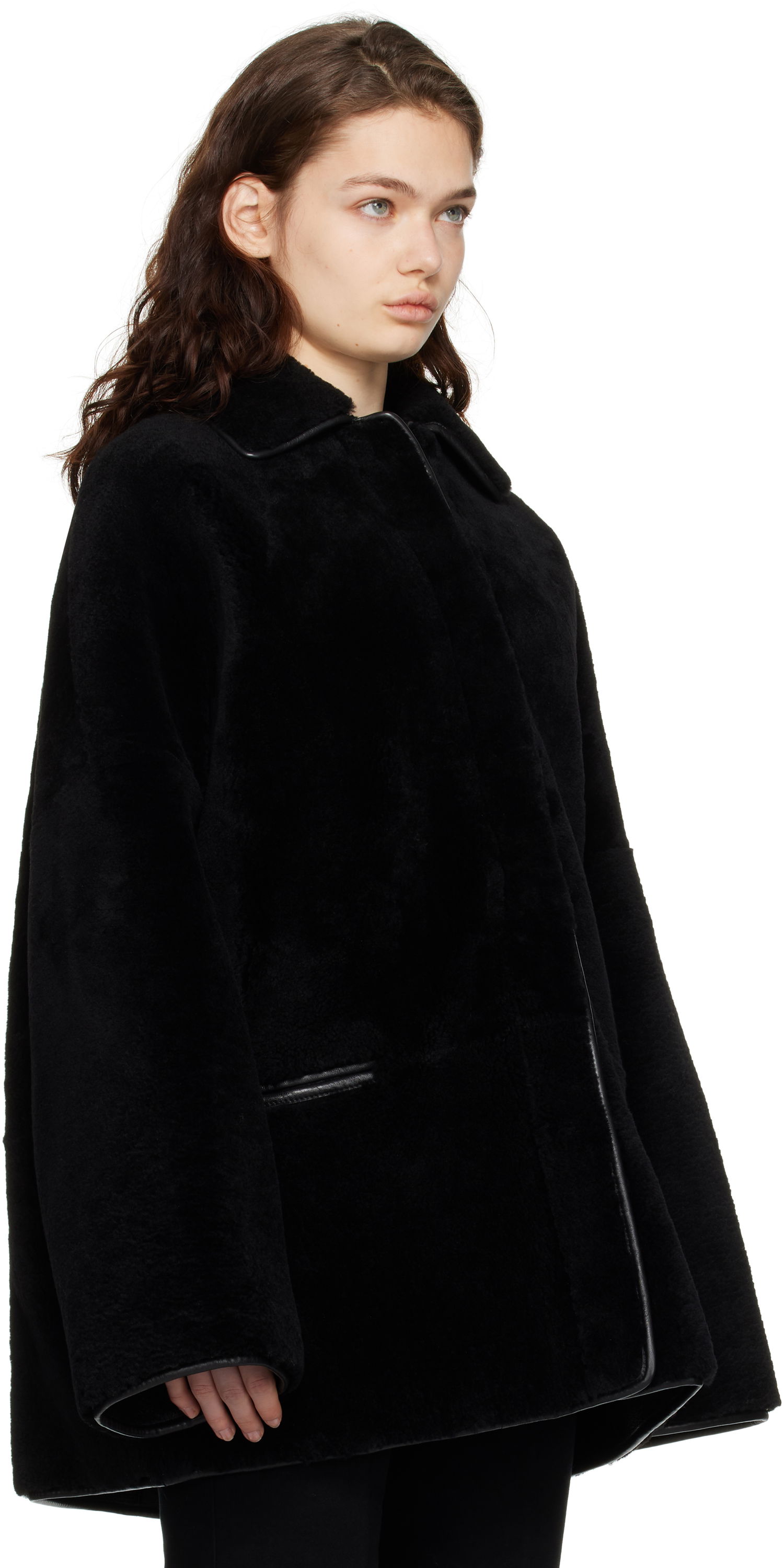 Kabáty TOTEME TOTEME Teddy Overshirt Shearling Jacket Čierna | 244-WRO0135-LE0080, 1