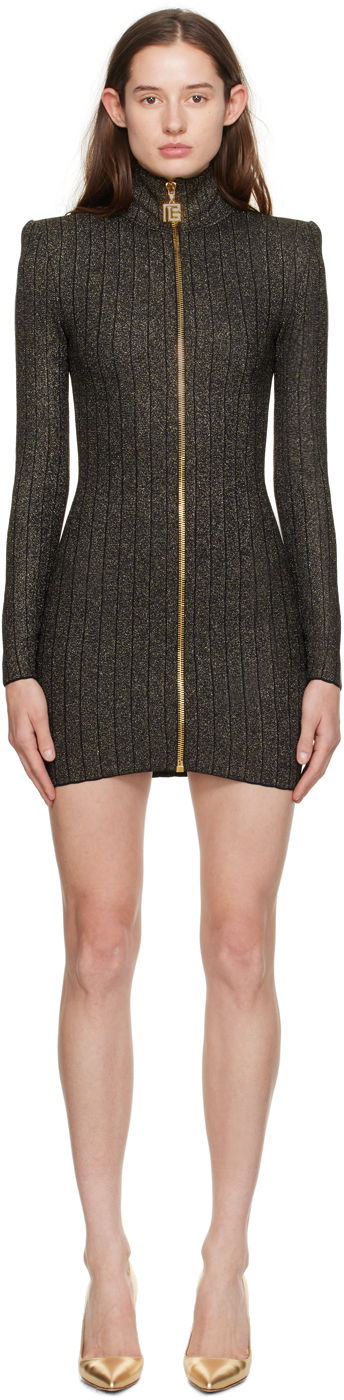 Šaty Balmain Zip Dress Čierna | BF2R8393KF12, 0