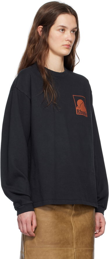 Sveter Rhude Rhude Moonlight Badge Long Sleeve T-Shirt Čierna | RHSS25TT16012, 4