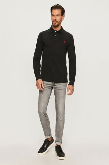 Polo tričko Polo by Ralph Lauren Long Sleeve Slim Fit Polo Čierna | 710681126037, 2