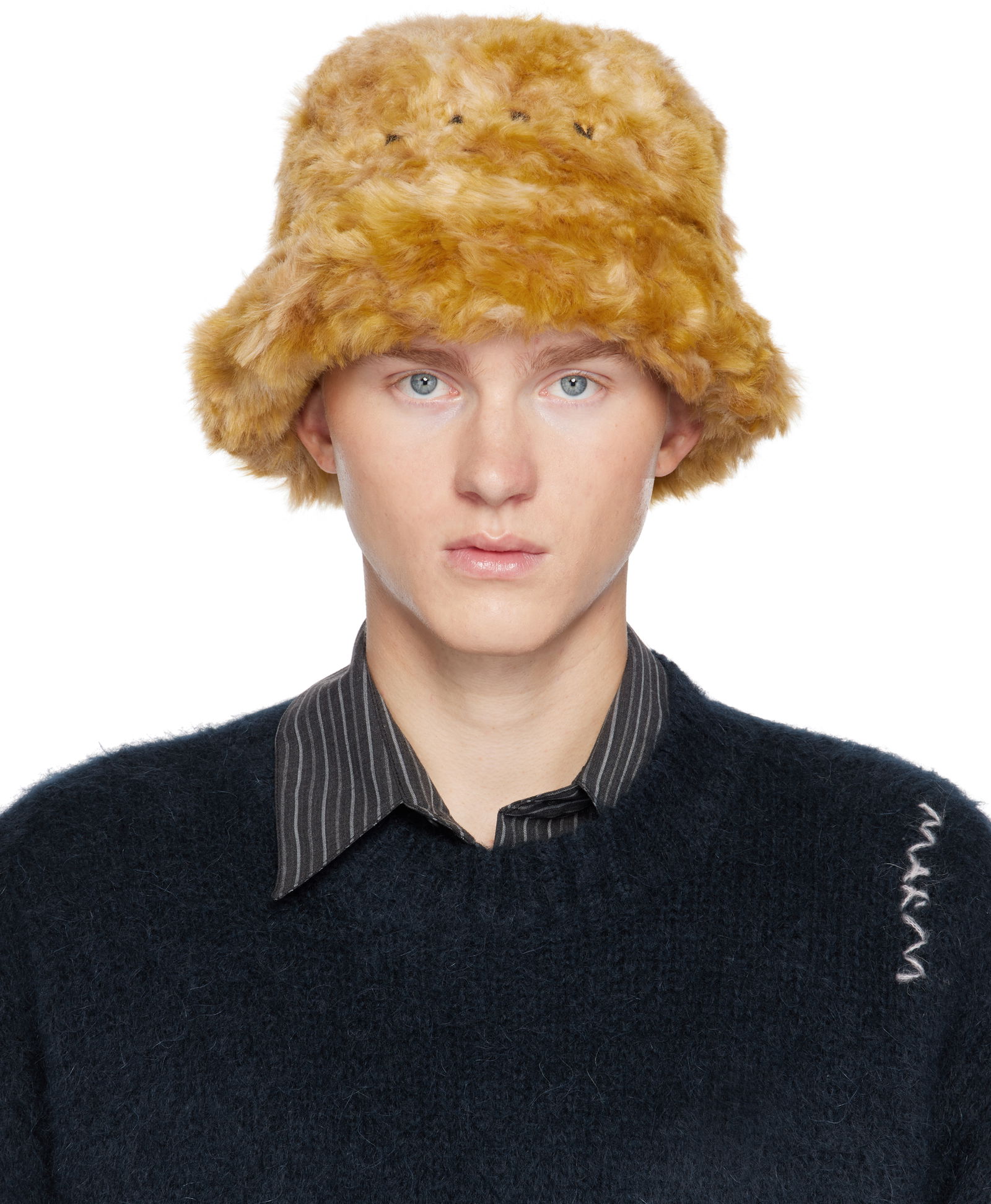 Long-Hair Jacquard Bucket Hat