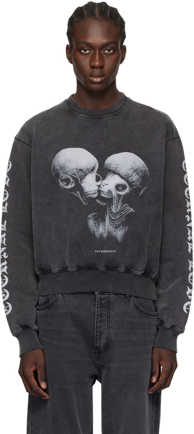 Mikina Han Kjøbenhavn Aliens Kissing Graphic Sweatshirt Čierna | M-133224, 0