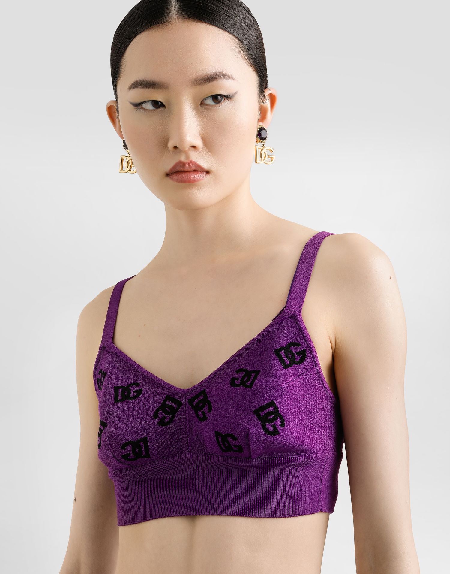 Crop Top Dolce & Gabbana DG Monogram Jacquard Top Fialová | FXT05TJGMB3F1540, 1