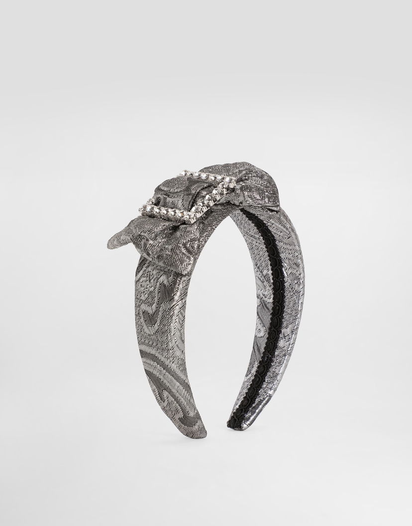 Doplnky Dolce & Gabbana Crystal-Embellished Lamé Jacquard Knot Headband Metalická | LB3L69HJMQWS0998