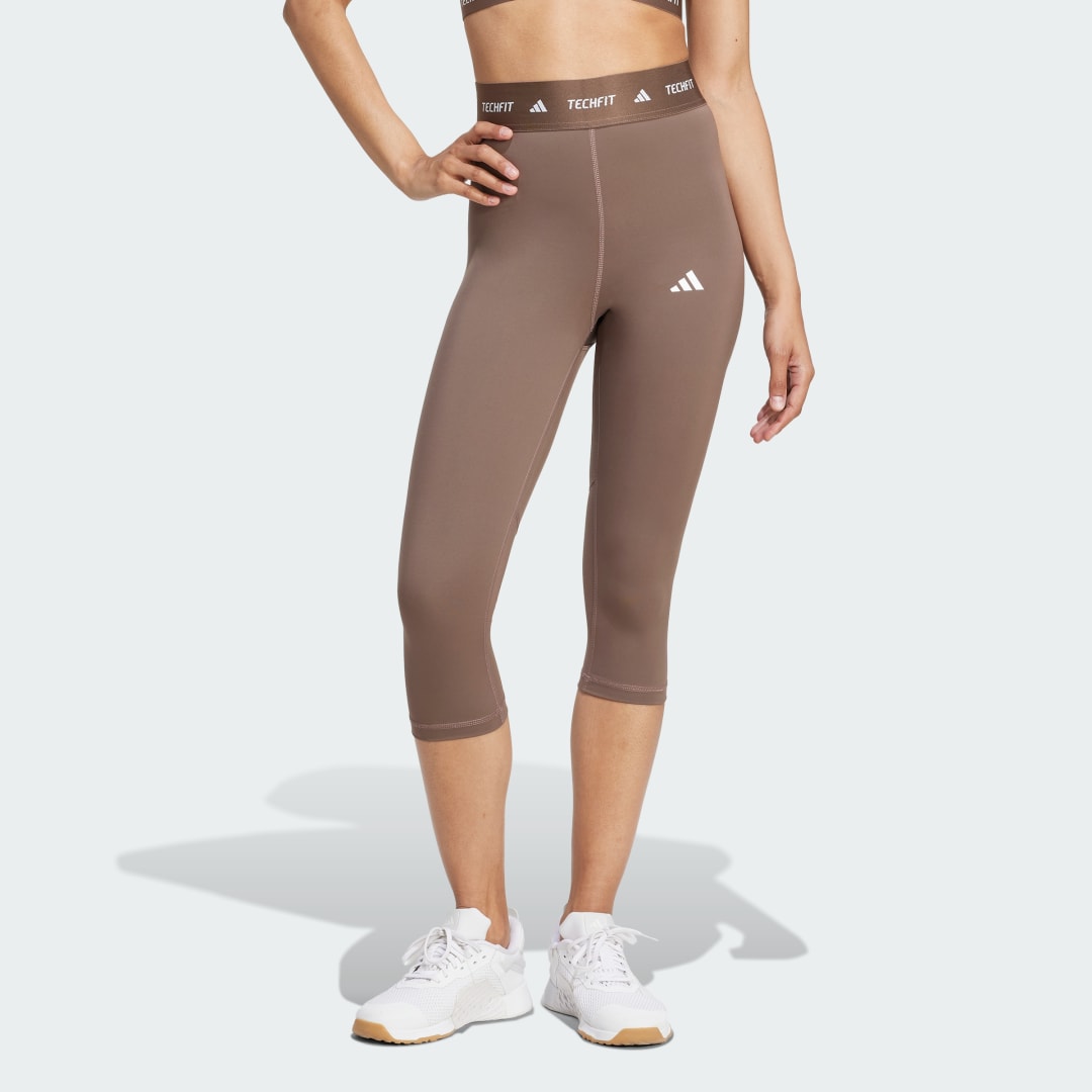 Legíny adidas Performance TECHFIT Capri Leggings Hnedá | JW7569, 0