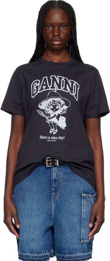 Tričko GANNI GANNI Witch Relaxed T-Shirt Čierna | T4138, 0