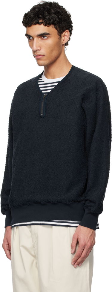 Sveter NANAMICA nanamica Half Zip Reversible Sweatshirt Navy | S25SH096U, 3
