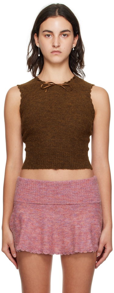 Tielko GUIZIO Guizio Heart Scallop Knit Vest Hnedá | F23620S009, 0