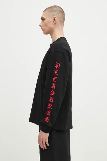 Tričko Pleasures T-Shirt Heavyweight Long Sleeve Čierna | P24F045, 1