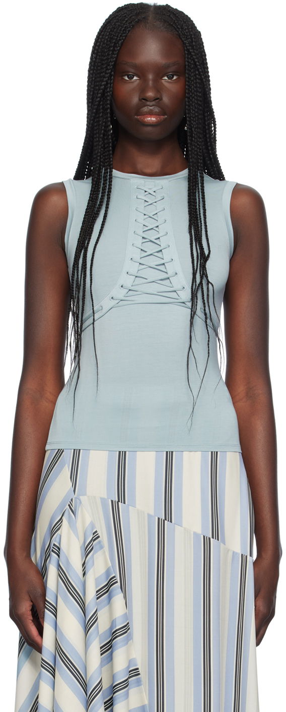 Tielko Miaou Miaou Zora Lace-Up Tank Top Modrá | 7127TJBAIR, 0