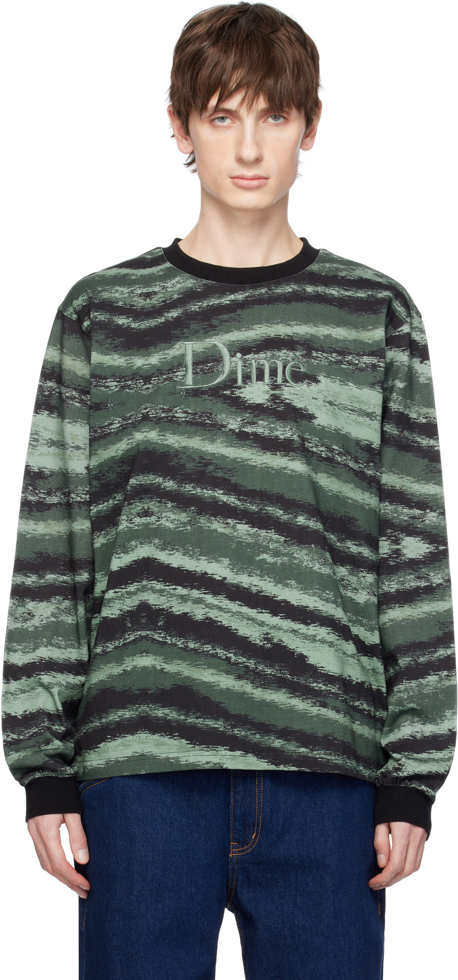 Tričko Dime Dime Brushstroke Long Sleeve T-Shirt Zelené | DIMESP257GRN, 0