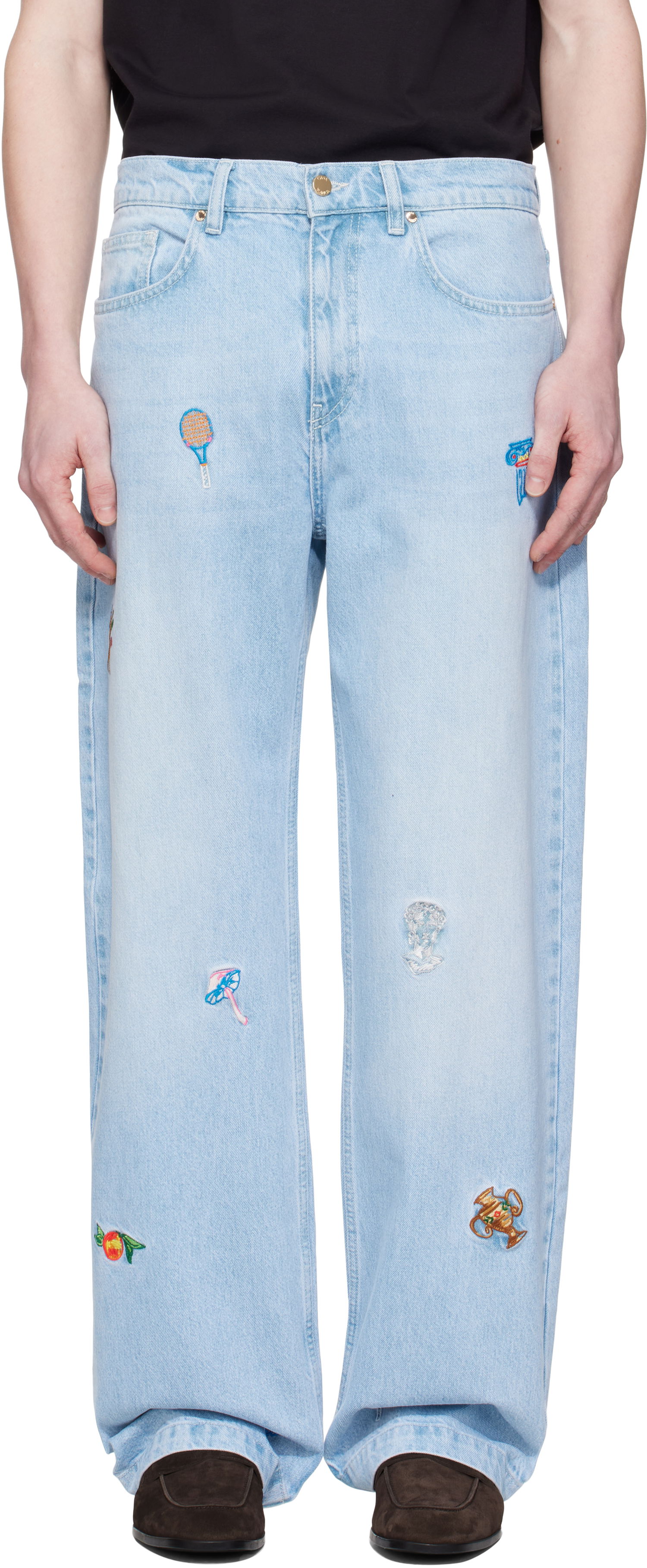 Džínsy Casablanca Casablanca Embroidered Motif Jeans Modrá | MPS25-TR-230-01, 0