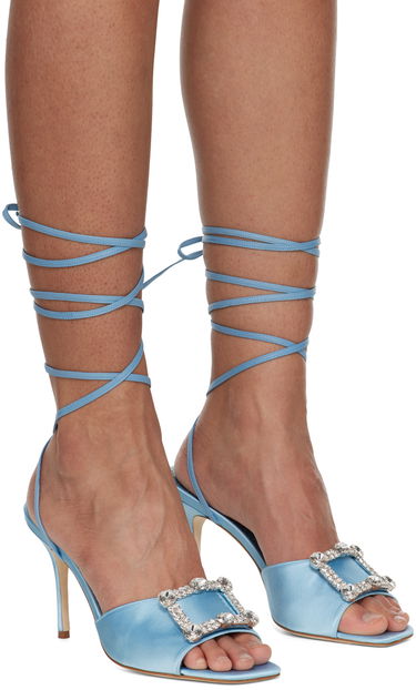 Doplnky Manolo Blahnik Manolo Blahnik Lenole Pop Fabio Satin Heels Modrá | 423-1722, 3