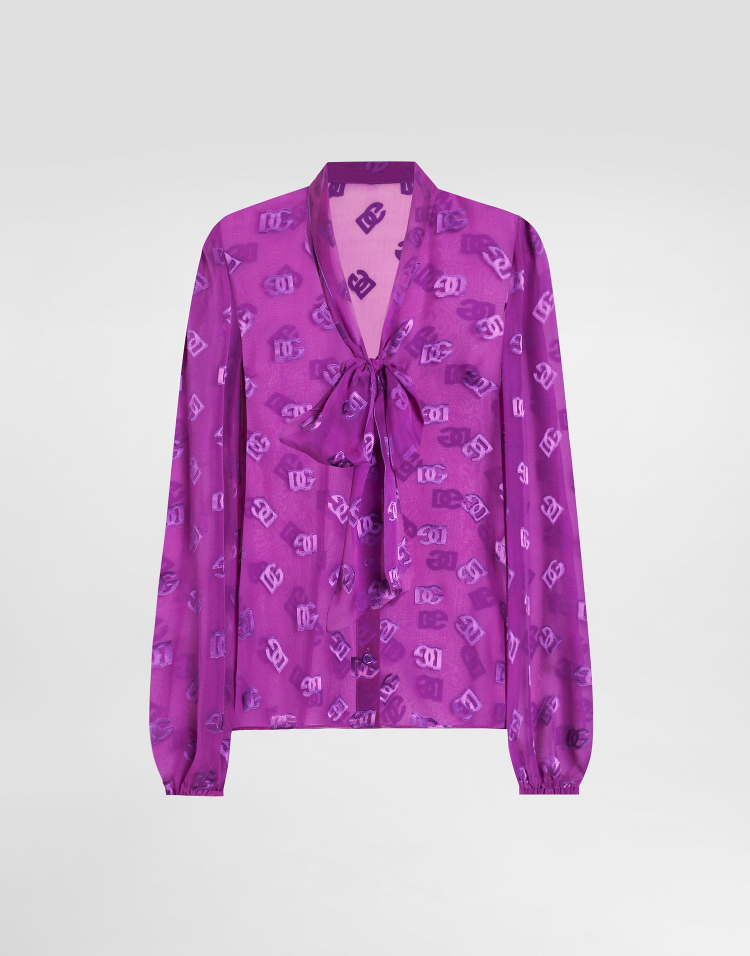 Košeľa Dolce & Gabbana Dolce & Gabbana Chiffon Jacquard Shirt With All-over Logo Fialová | F5N70TFJTBRF0571, 0
