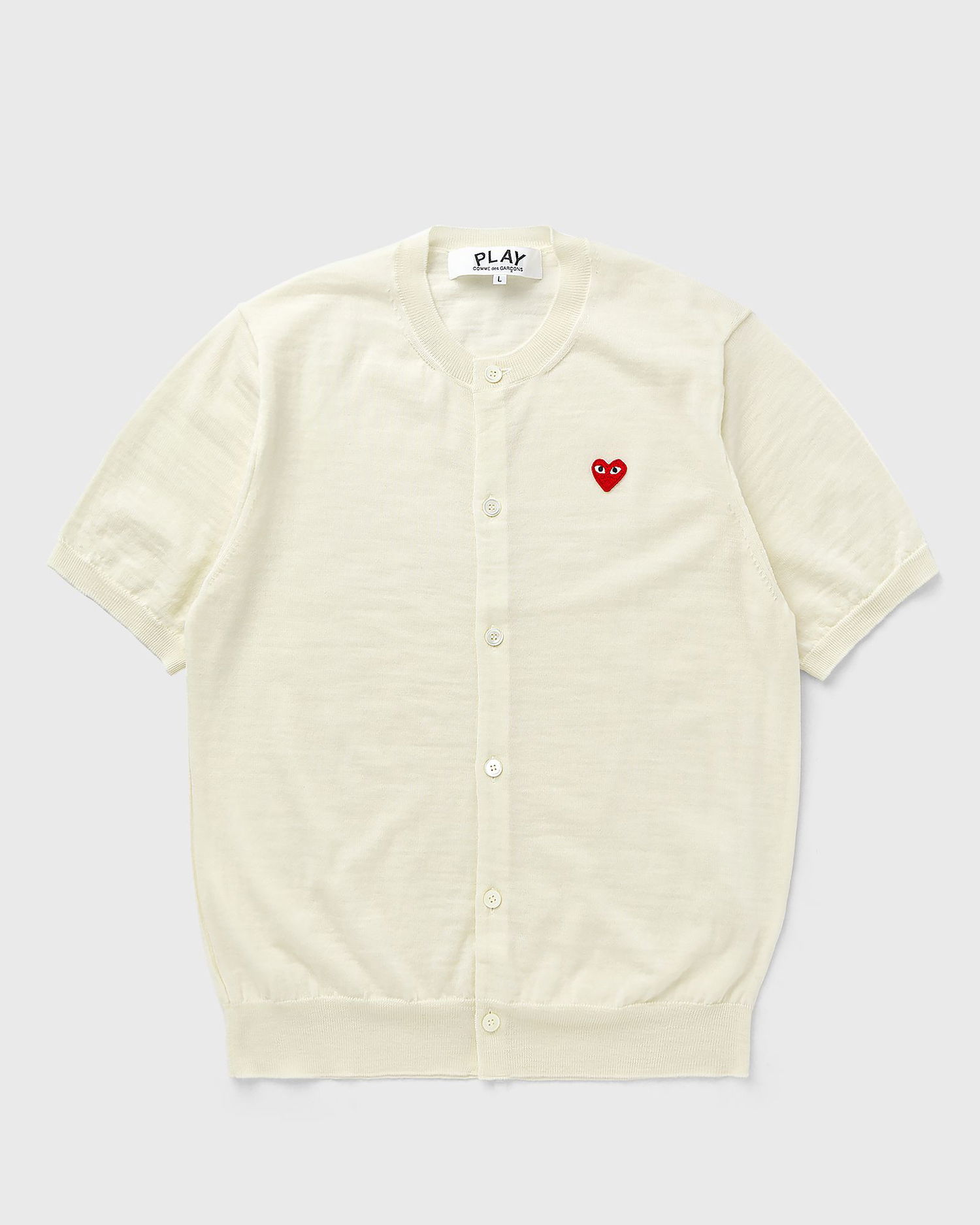 Sveter Comme des Garçons Comme des Garcons PLAY Short Sleeve Cardigan with Red Heart Emblem Béžová | AX-N095-051-6, 1