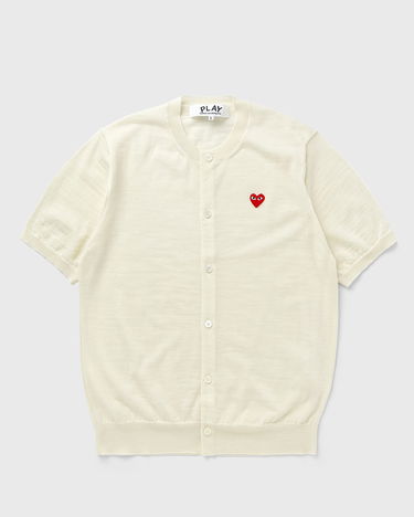 Sveter Comme des Garçons Comme des Garcons PLAY Short Sleeve Cardigan with Red Heart Emblem Béžová | AX-N095-051-6, 1