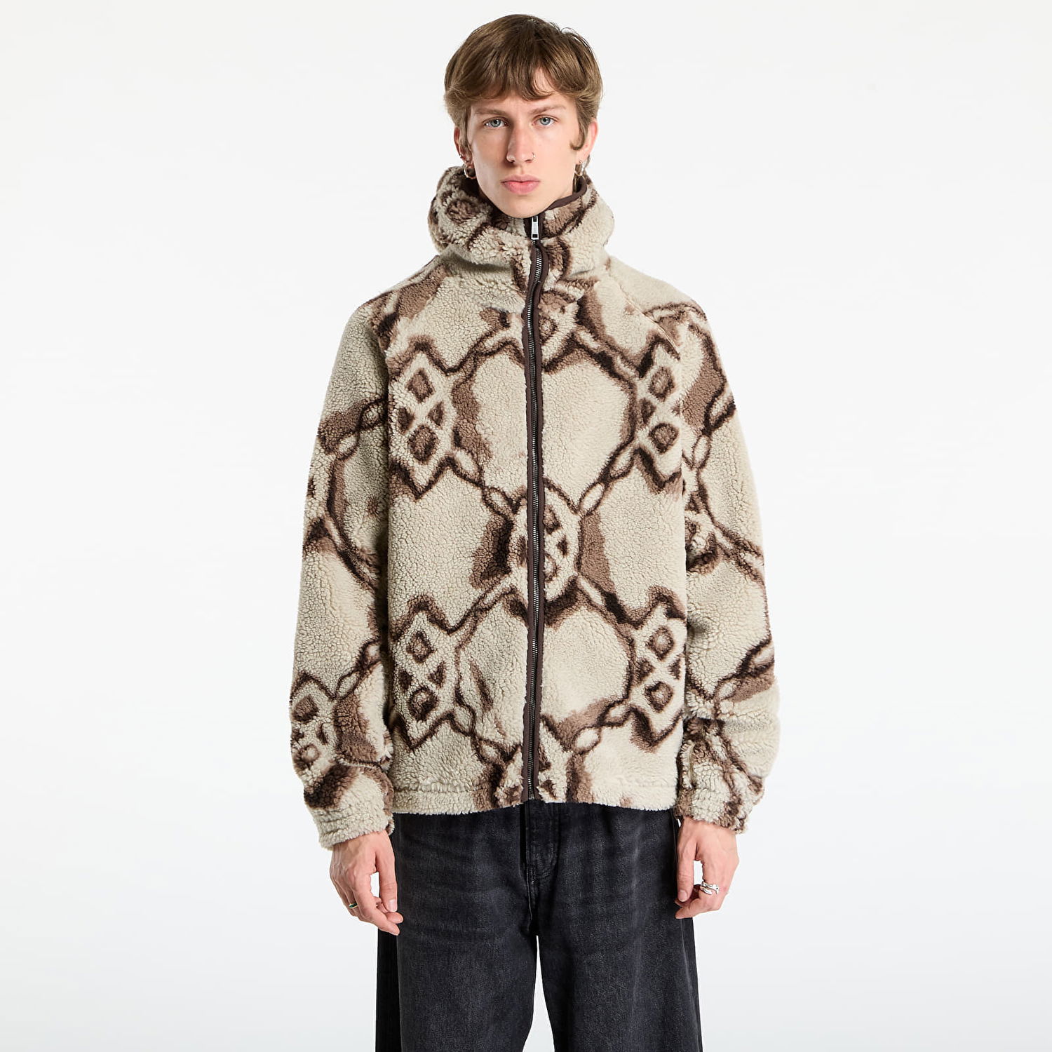 Mikina DAILY PAPER Daily Paper Burned Shield Sherpa Hoodie Béžová | 2521134, 0