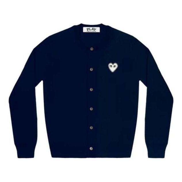 Sveter COMME des GARÇONS COMME des GARCONS PLAY Cardigan with White Heart Navy | AZ-N061-051-2