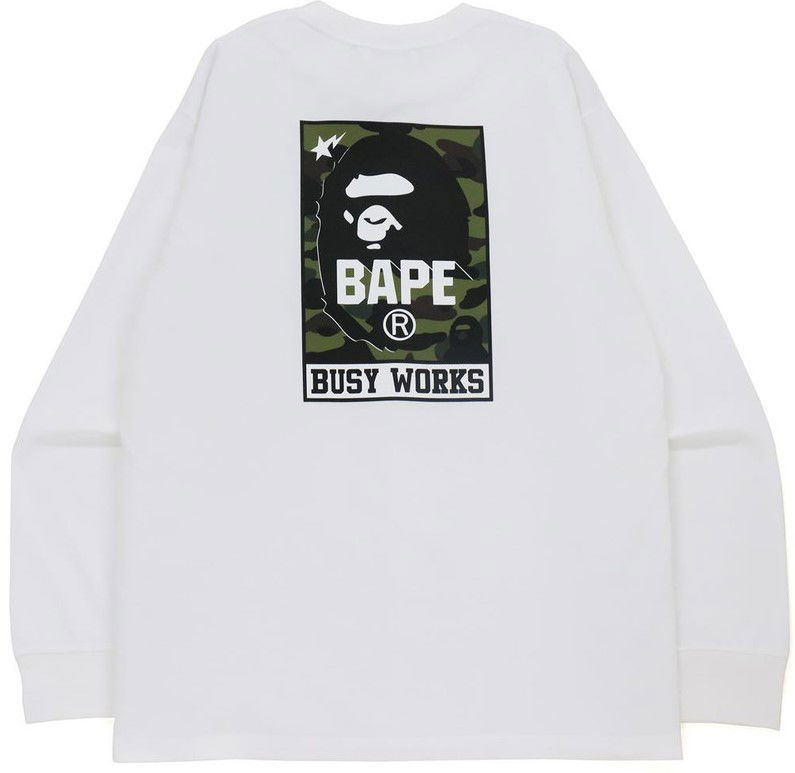 Sveter BAPE BAPE Busy Works Relaxed Fit Long Sleeve T-Shirt Size: L Biela | 001LTH701002I, 1