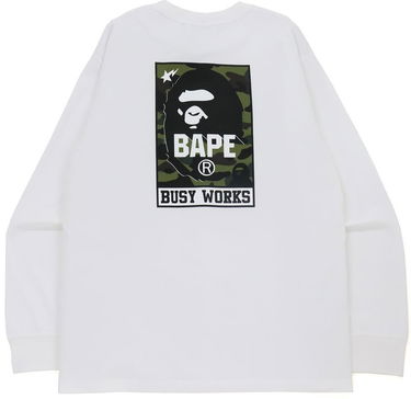 Sveter BAPE BAPE Busy Works Relaxed Fit Long Sleeve T-Shirt Size: L Biela | 001LTH701002I, 1
