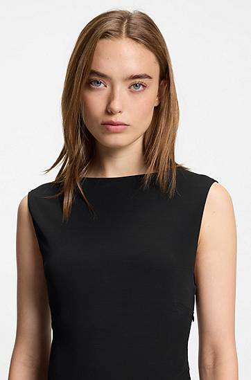 Šaty BOSS Sleeveless Maxi Wrap-Effect Dress with Buckle Detail Čierna | 50554034, 1